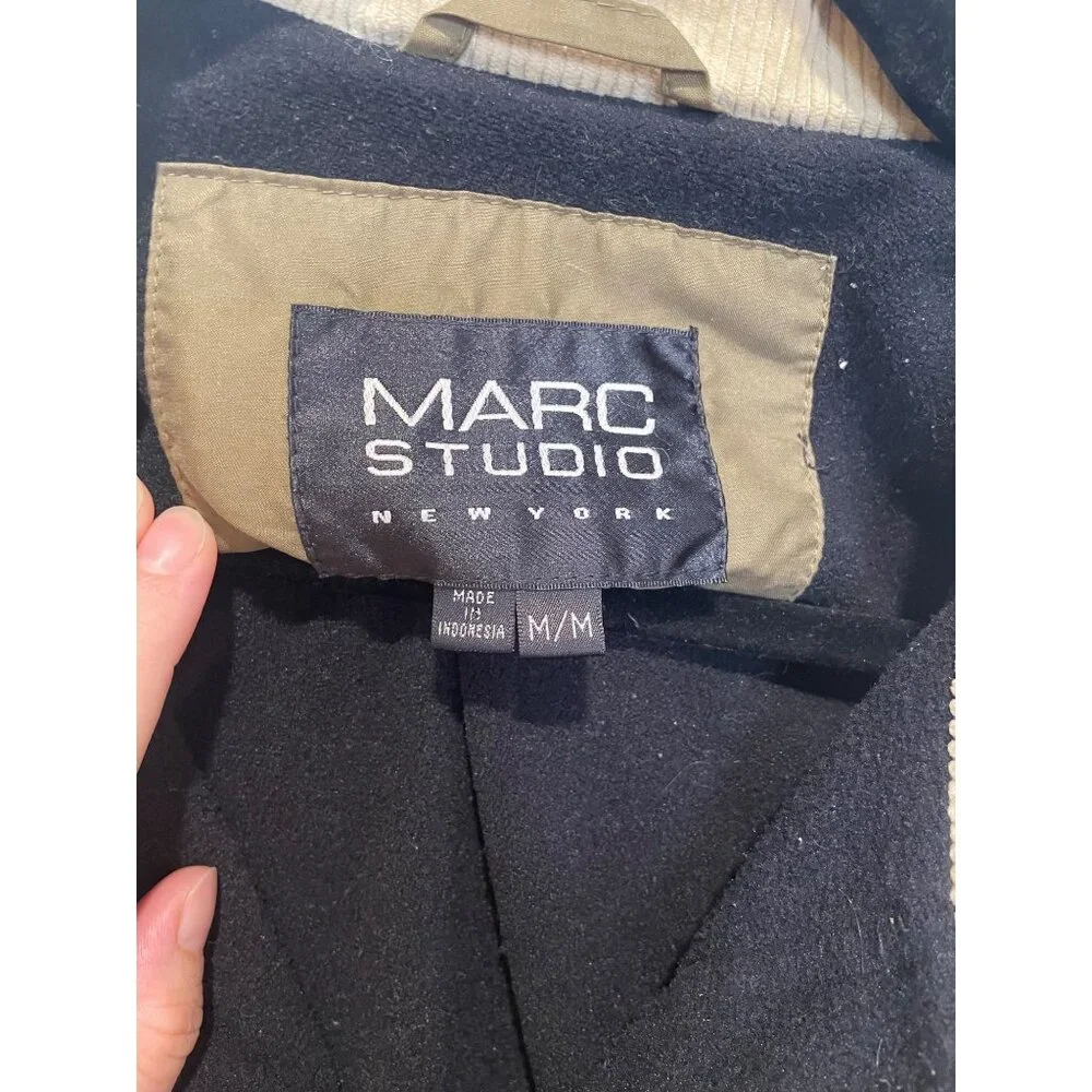 Vtg Marc Studio Oversized Chore‎ Jacket Barn Coat Size M Corduroy Collar Grunge